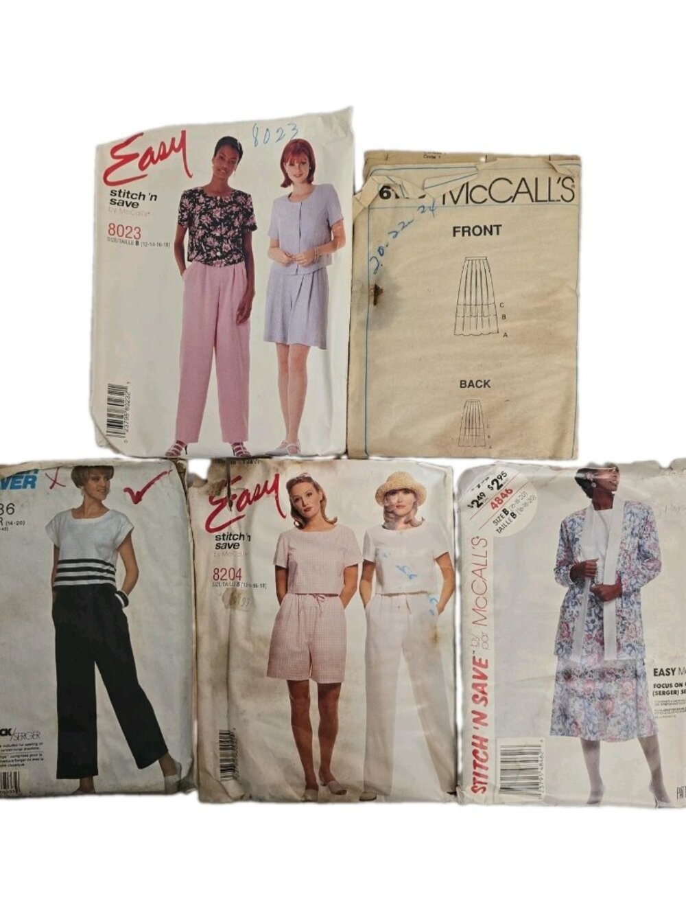Vintage MIXED 5-PACK McCall Super Saver Sewing Patterns 8586 8023 6106 8204 4846